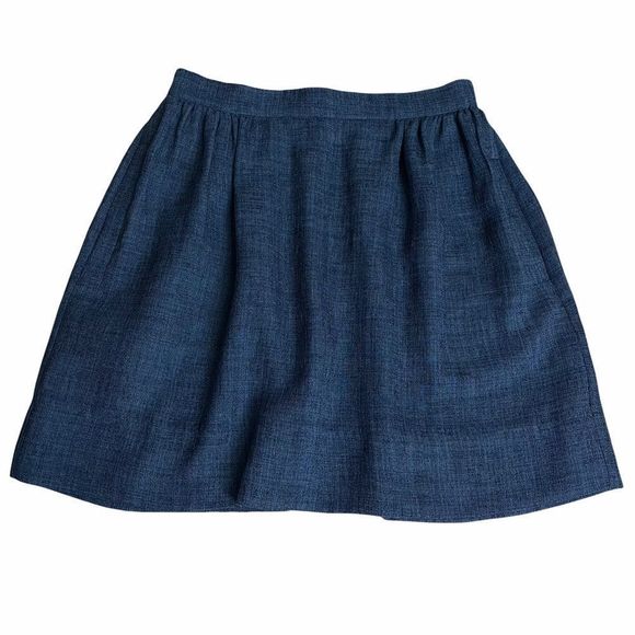 Karen Walker Textured Sz 4 Blue Skirt w Pockets Mini Micro Academia Collegiate - Picture 1 of 6